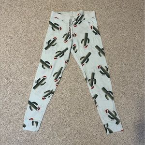 PINK cactus pajama christmas pants